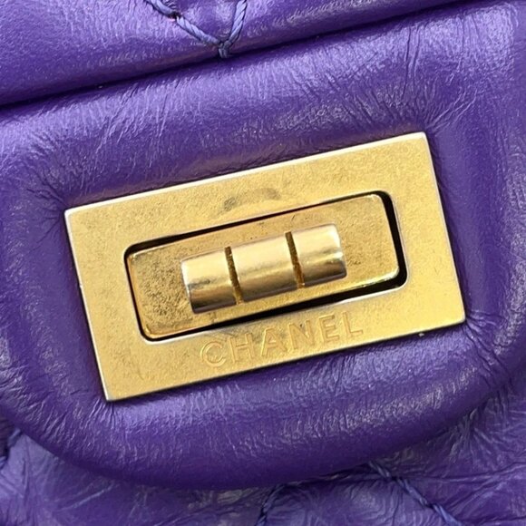 CHANEL 2.55 ChainShoulder Bag Size 20 Aged Calf Leather Purple - Picture 12 of 16